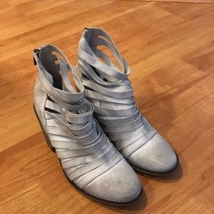 Free People | Hybrid strappy ankle block heel bootie in light gray